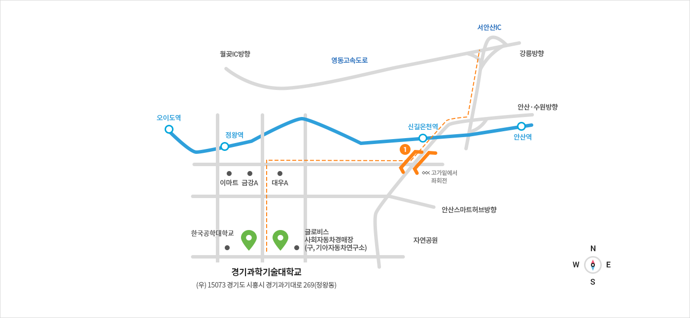 안산 · 수원방향에서 오시는길